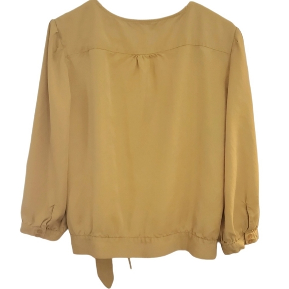 Velvet Heart Mustard Gold Wrap 3/4 Sleeve Top - Picture 2 of 6